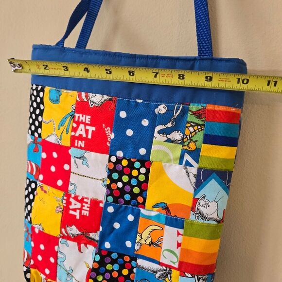 Dr Seus Colorful Patchwork Tote Bag Hand Made - Picture 6 of 8